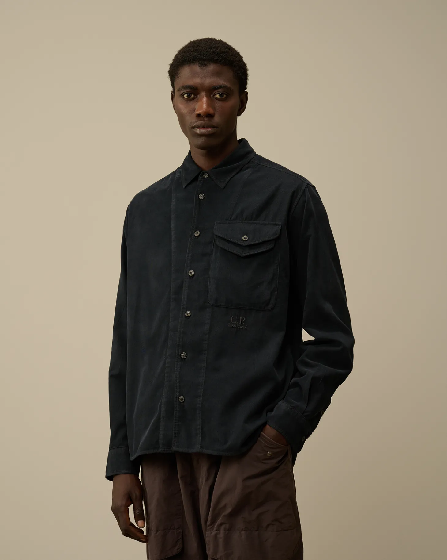 Corduroy Single Pocket Shirt<C.P. Company Hot