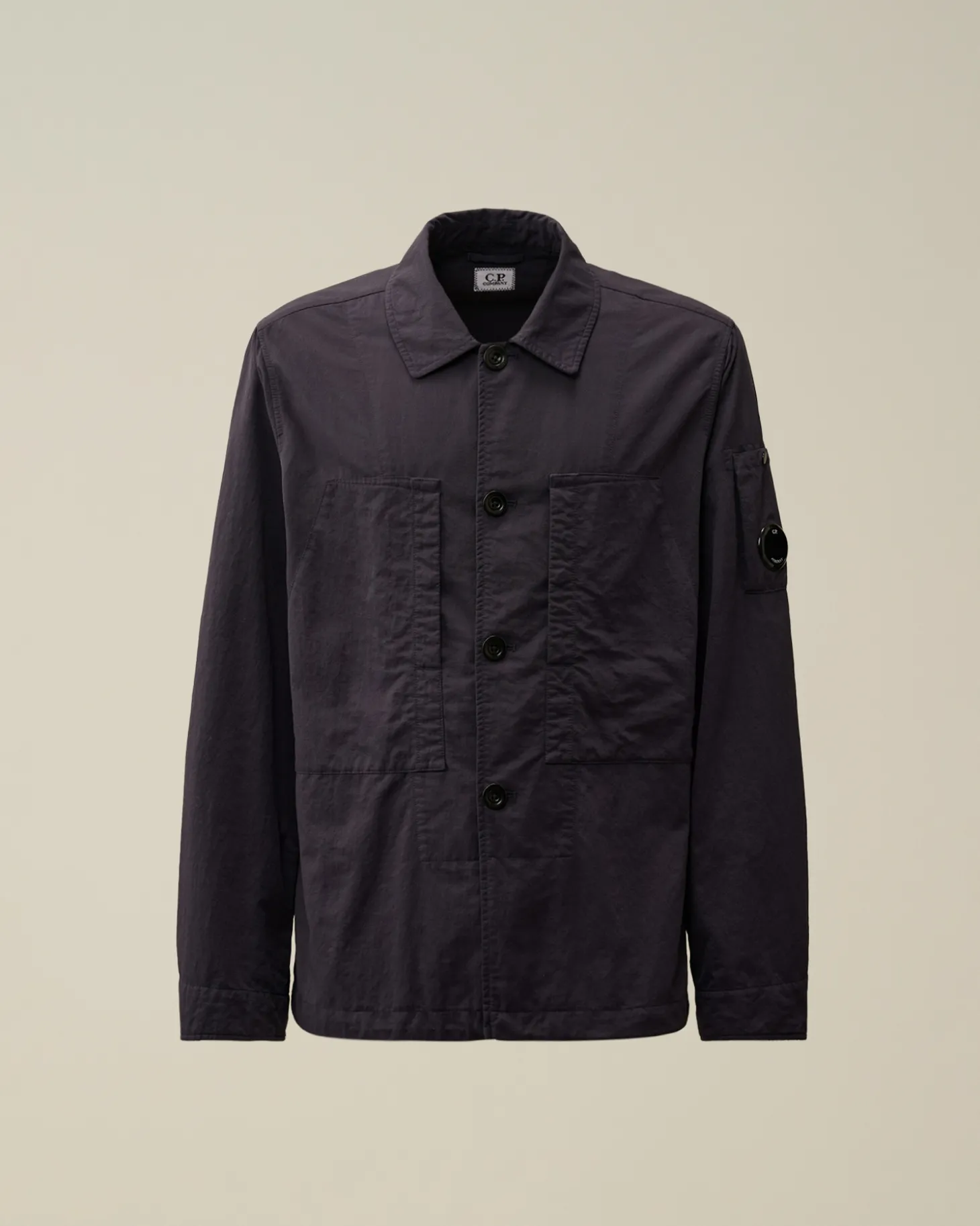 Diagonal Flatt Nylon Buttoned Overshirt<C.P. Company Outlet