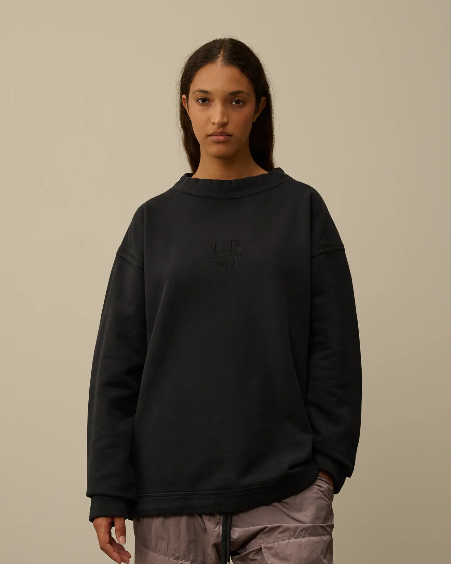 Diagonal Fleece Boxy Funnel Neck Sweatshirt<C.P. Company Outlet