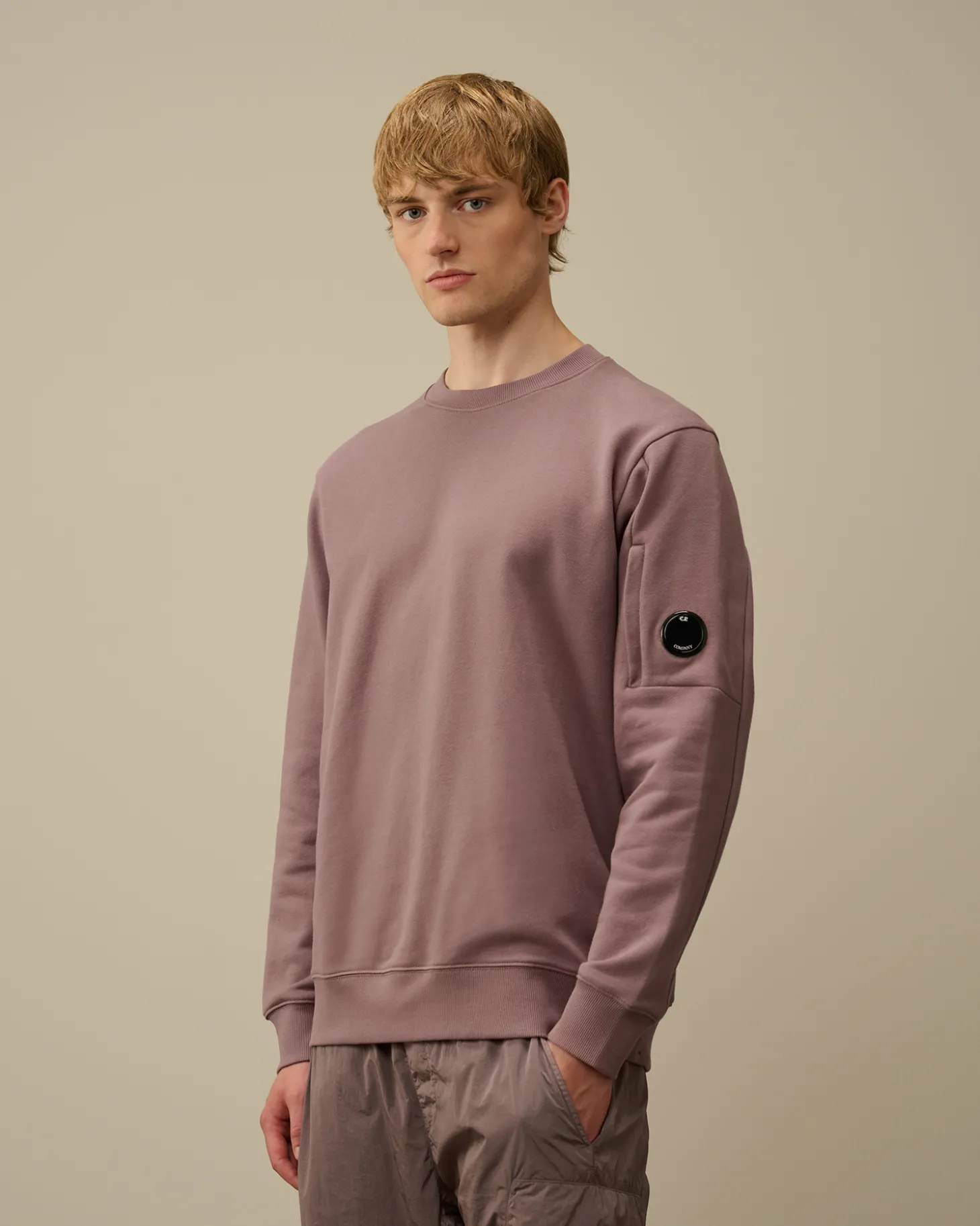 Diagonal Raised Fleece Crew Neck Lens Sweatshirt<C.P. Company Sale