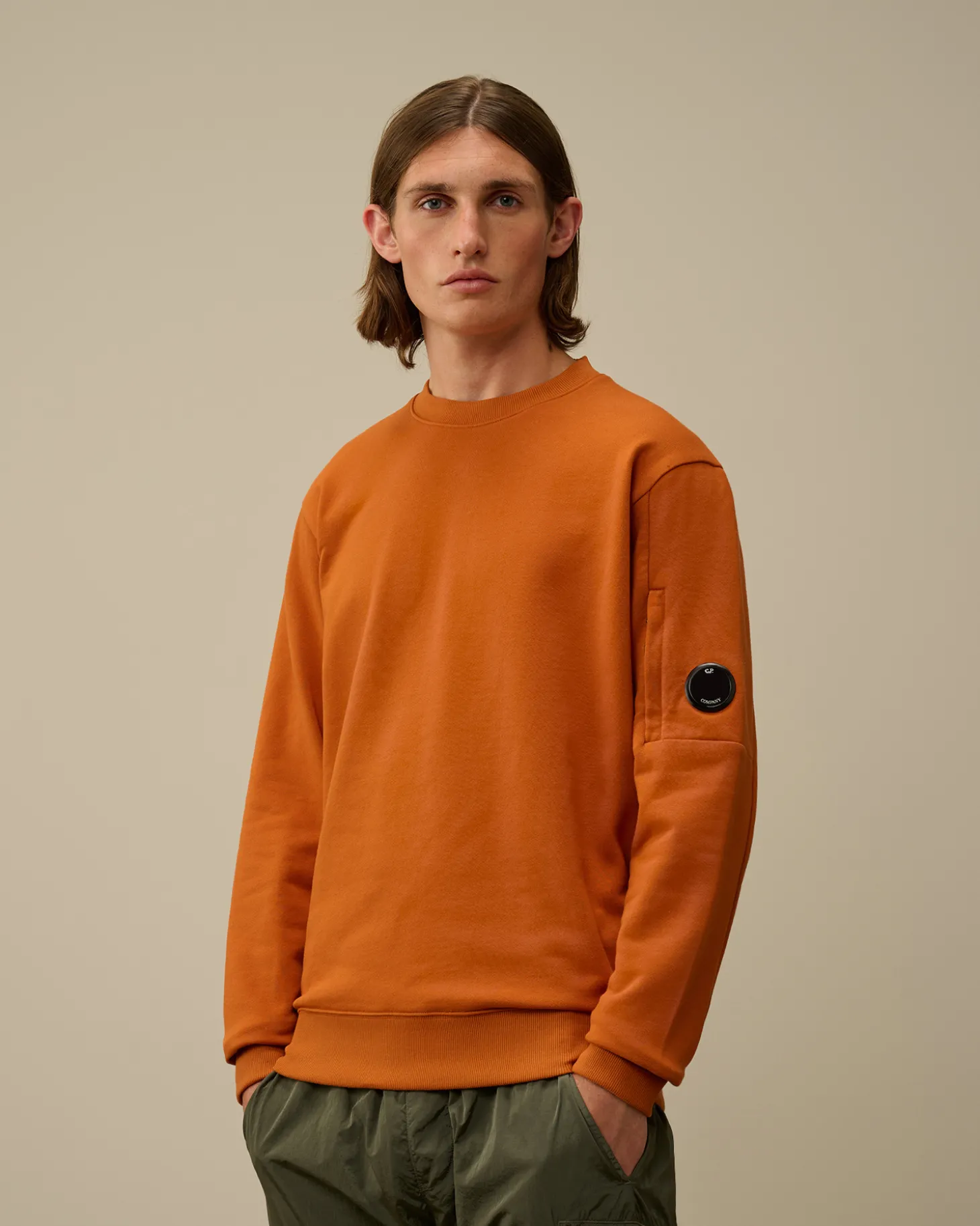 Diagonal Raised Fleece Crew Neck Lens Sweatshirt<C.P. Company Online