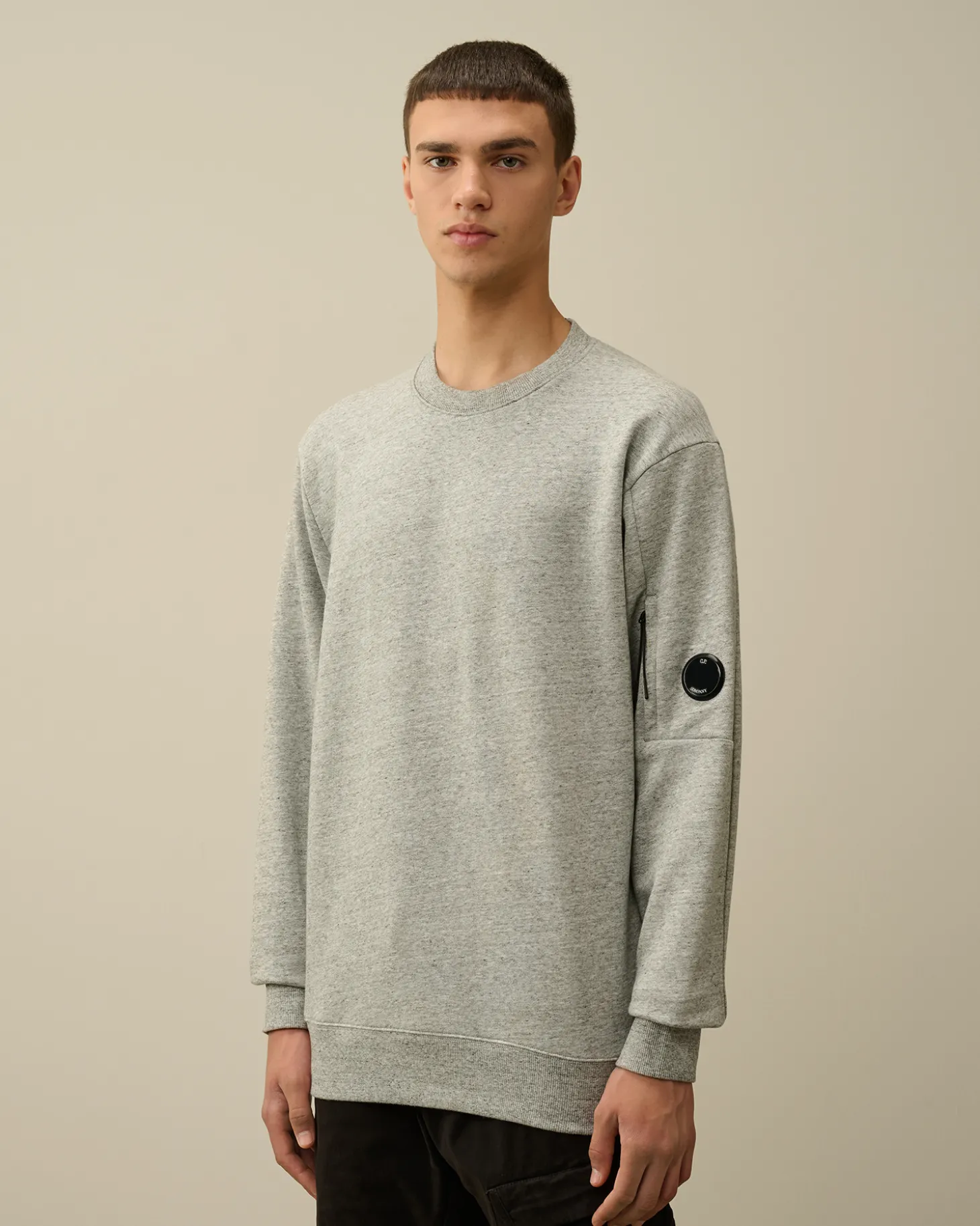 Diagonal Raised Fleece Crew Neck Lens Sweatshirt<C.P. Company Cheap