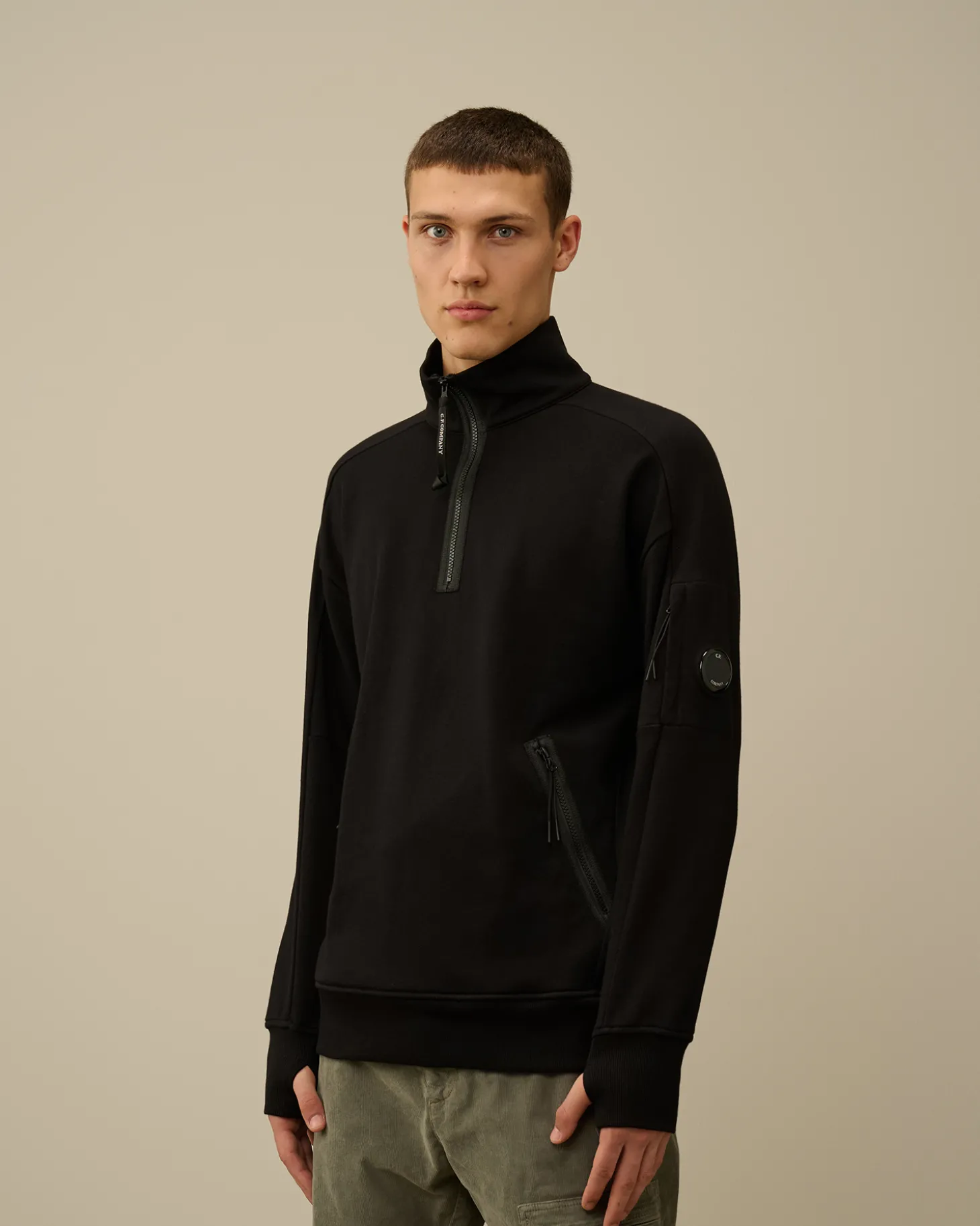 Diagonal Raised Fleece Half Zipped Sweatshirt<C.P. Company Shop