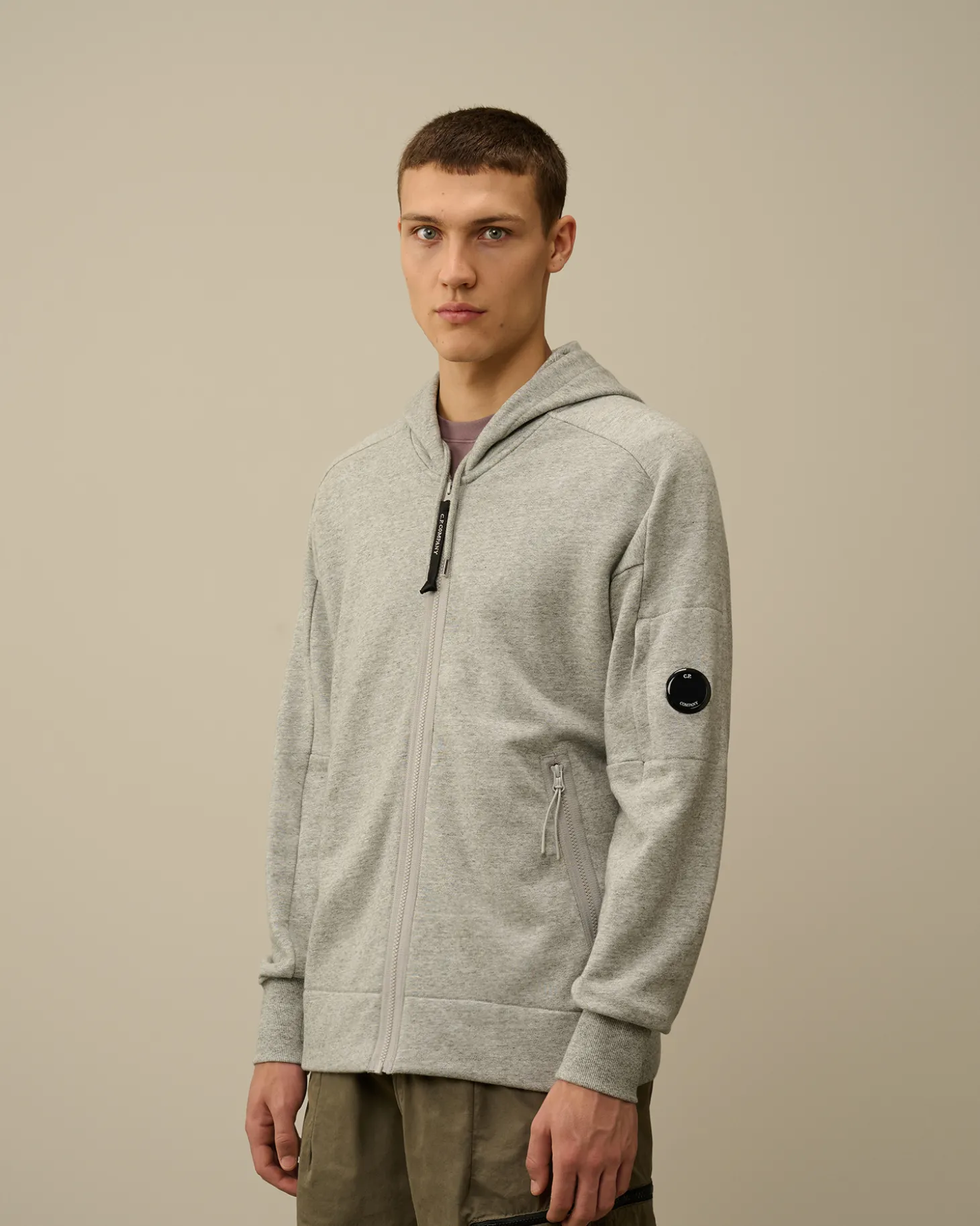 Diagonal Raised Fleece Zipped Hooded Sweatshirt<C.P. Company Sale