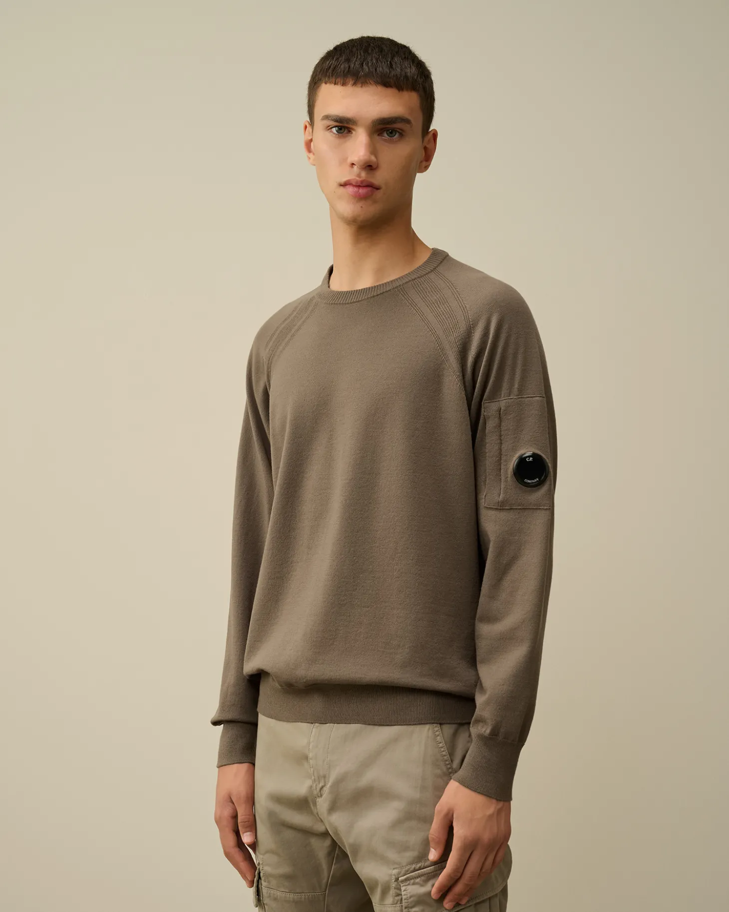 Extra Fine Merino Wool Crew Neck Stitched Knit<C.P. Company Shop