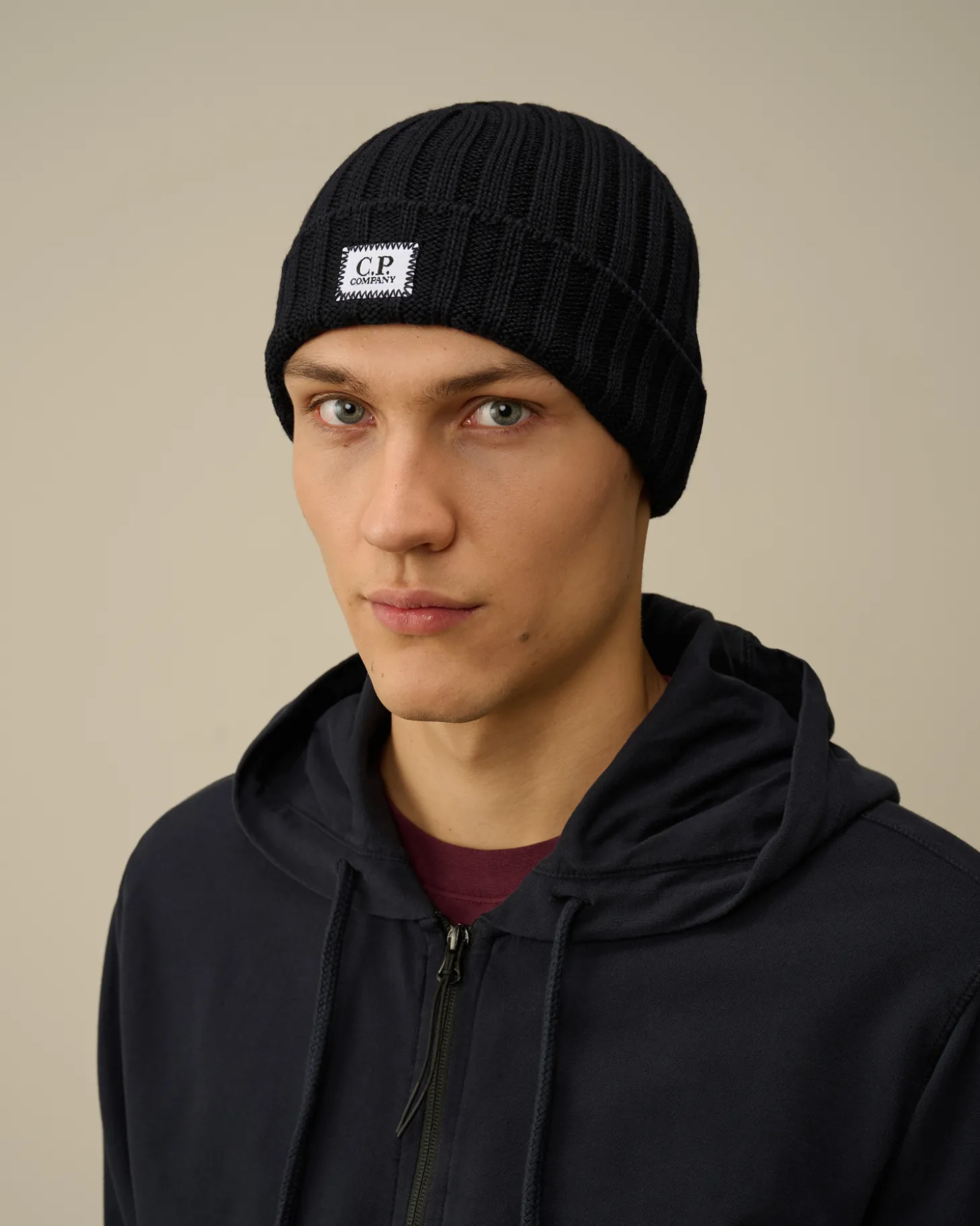 Extra Fine Merino Wool Logo Beanie<C.P. Company Cheap