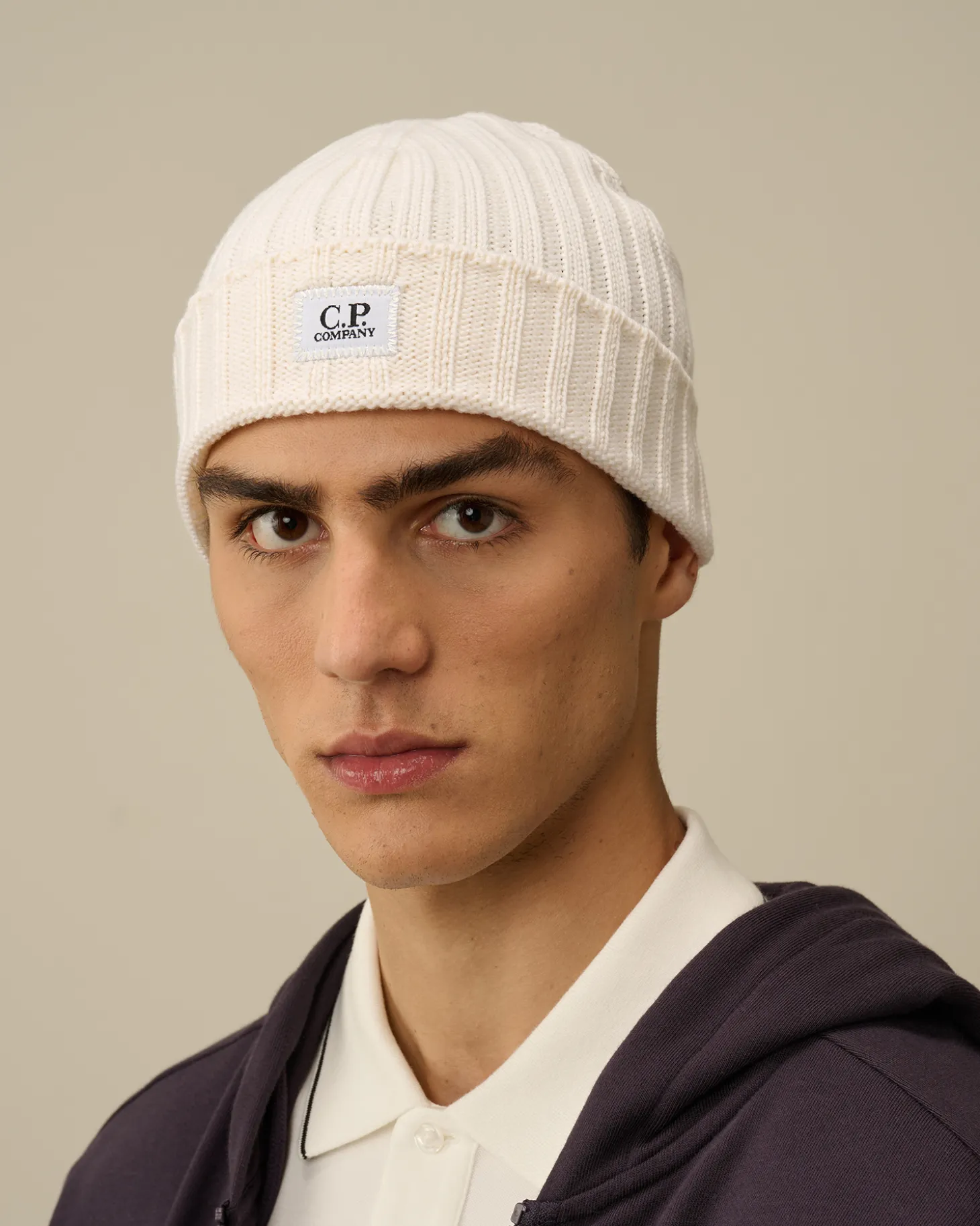 Extra Fine Merino Wool Logo Beanie<C.P. Company Sale