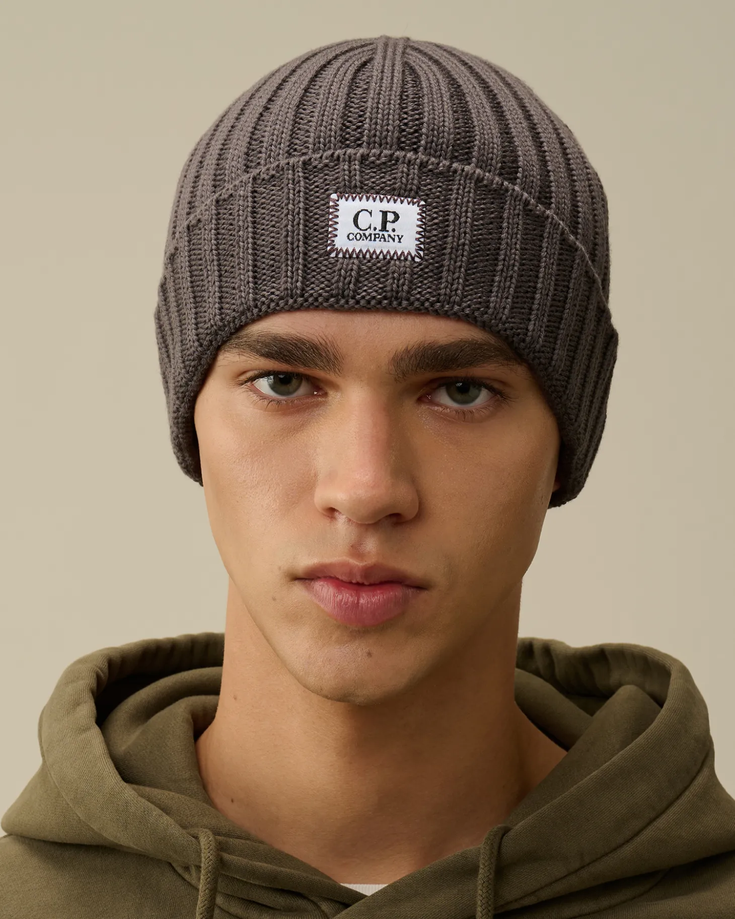 Extra Fine Merino Wool Logo Beanie<C.P. Company New