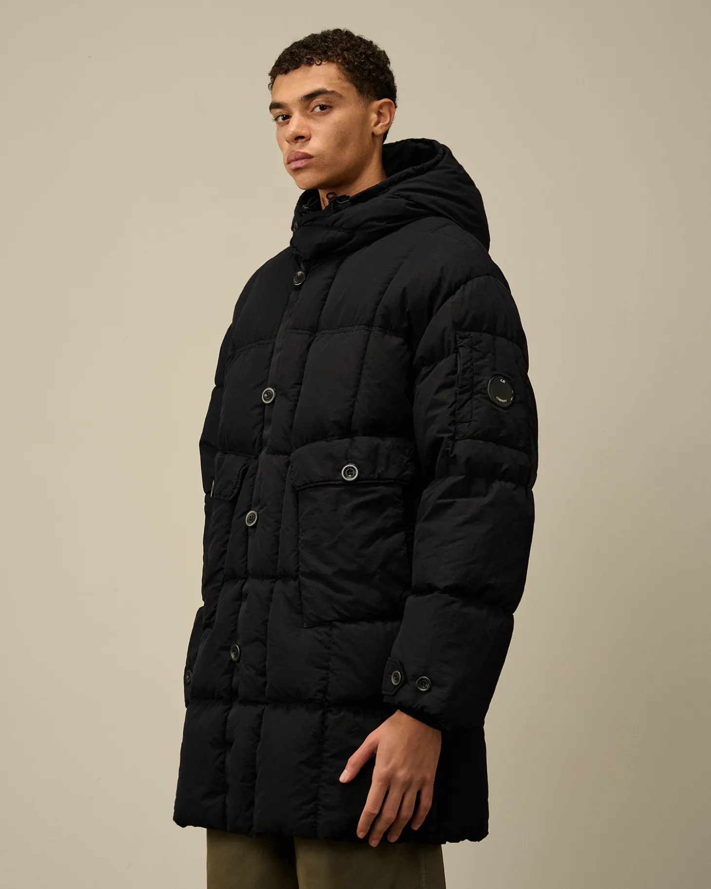 Flatt Nylon Hooded Long Down Jacket<C.P. Company Hot