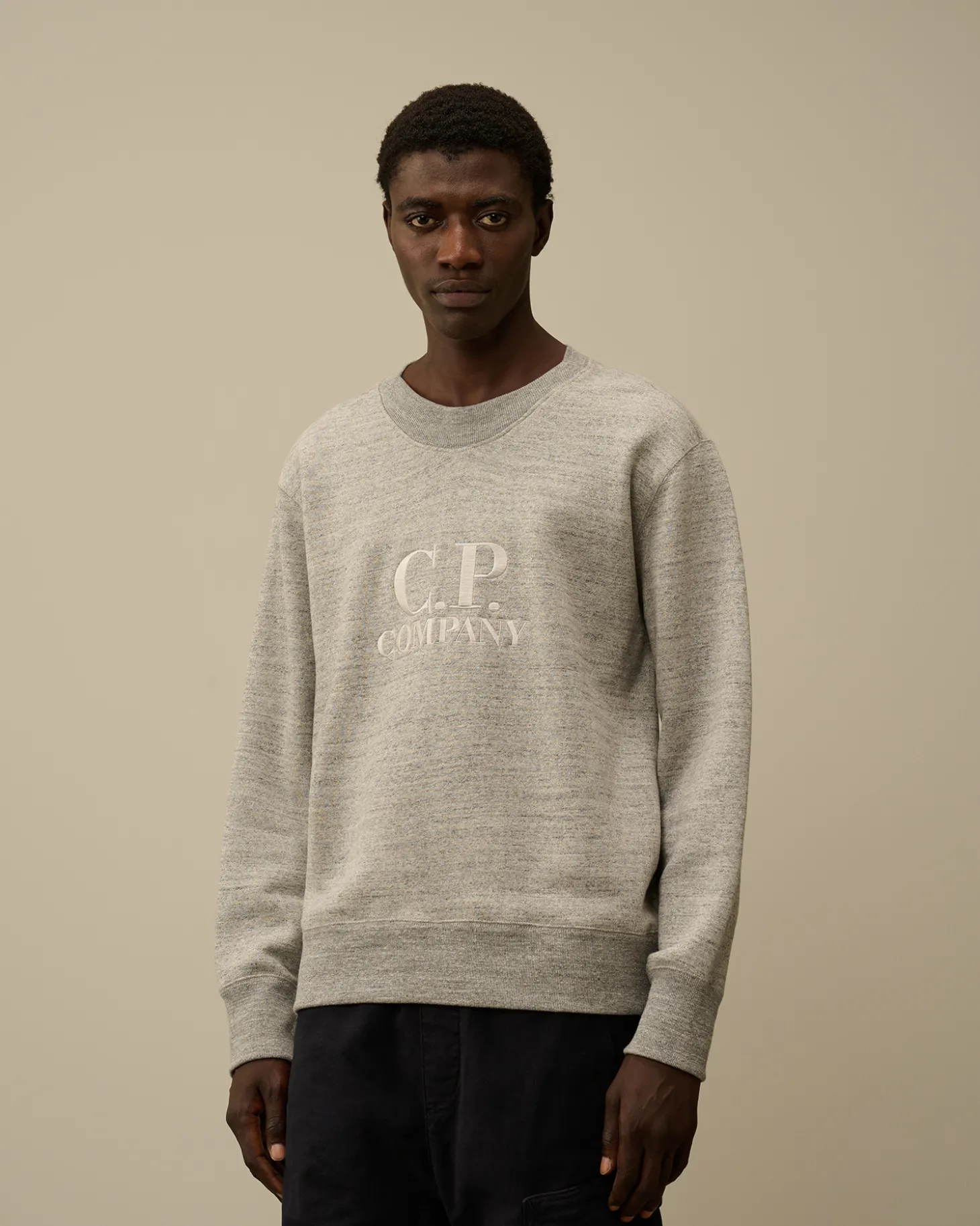 Japanese Mélange Fleece Logo Crewneck Sweatshirt<C.P. Company Cheap