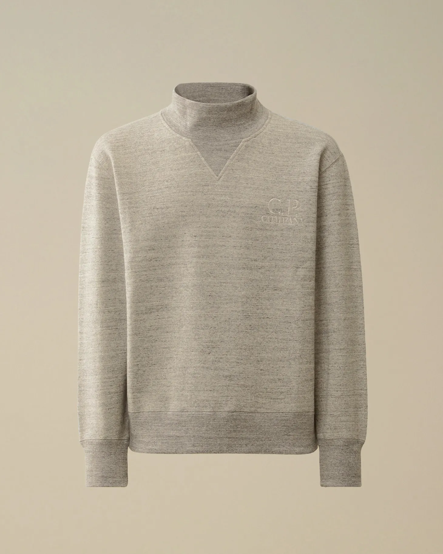 Japanese Mélange Fleece Logo Funnel Neck Sweatshirt<C.P. Company Shop