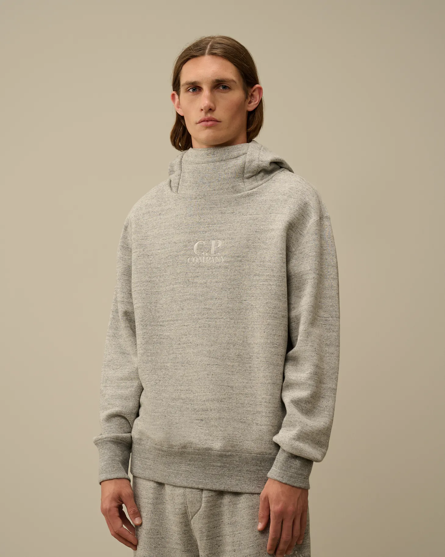 Japanese Mélange Fleece Logo Hooded Sweatshirt<C.P. Company Hot