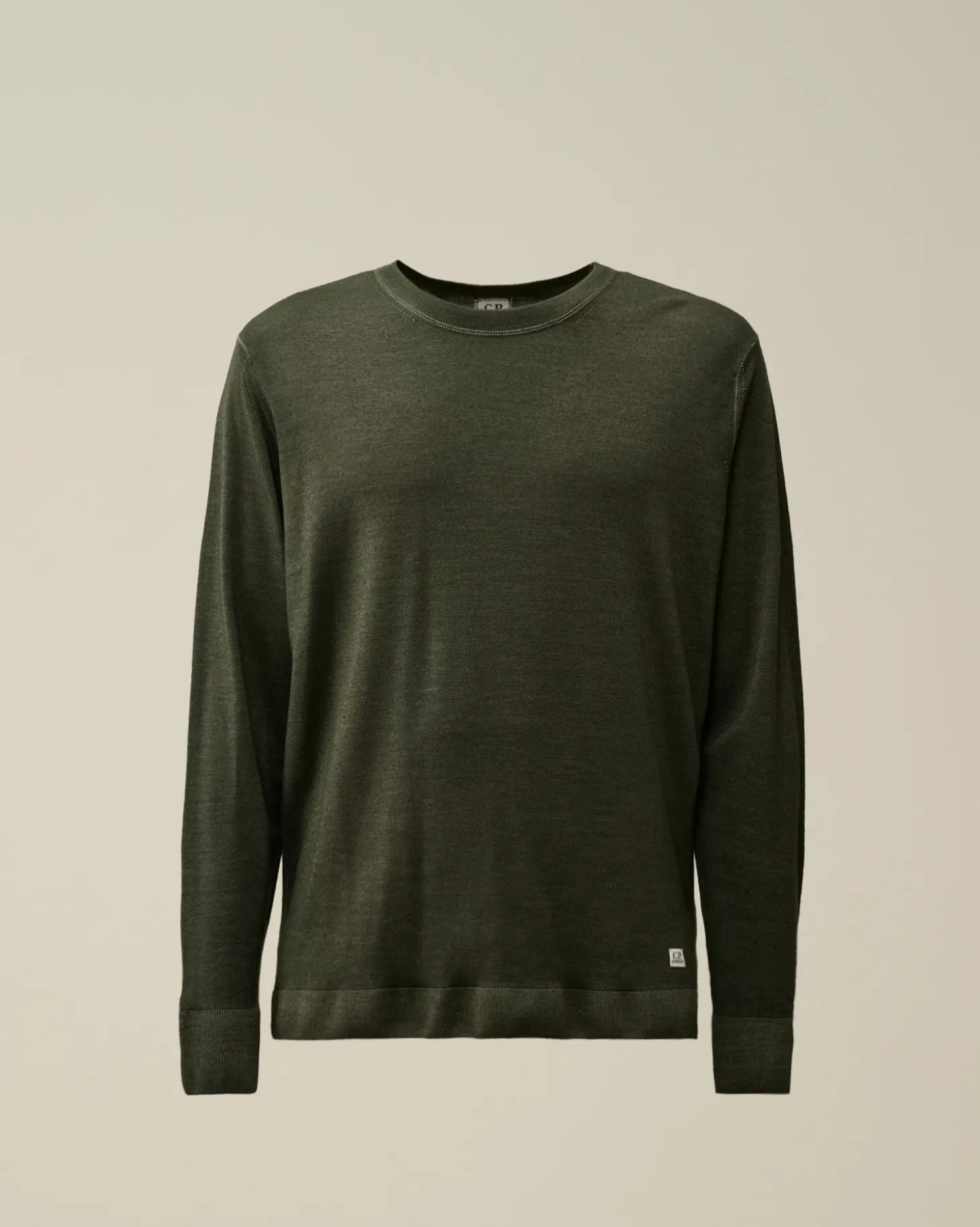 Merino Wool Fast Dyed Crew Neck Logo Knit<C.P. Company Store