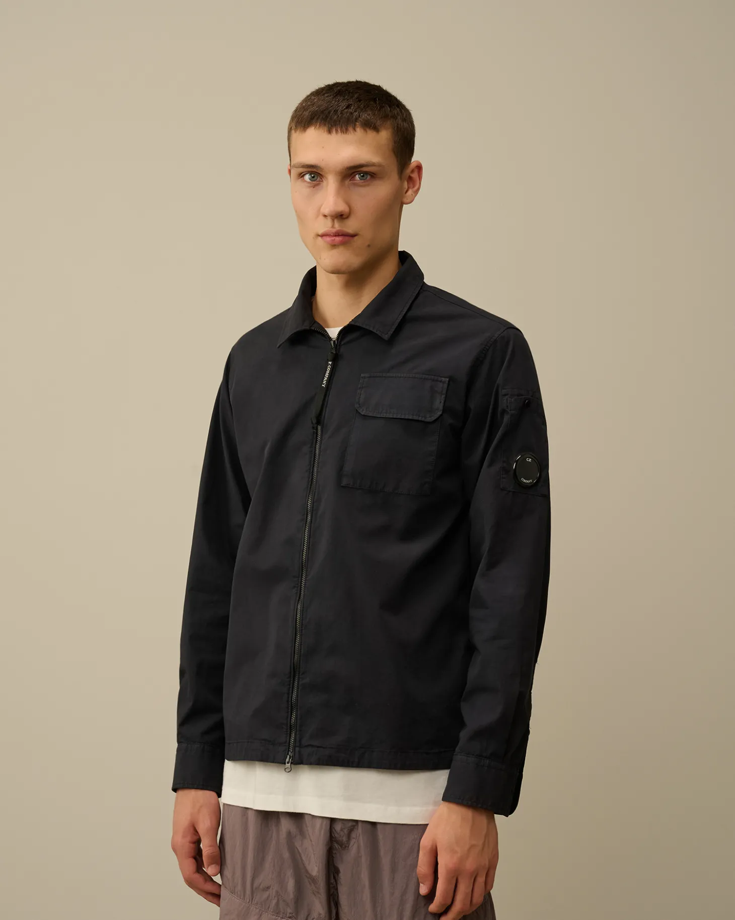 Organic Gabardine Zipped Overshirt<C.P. Company Best