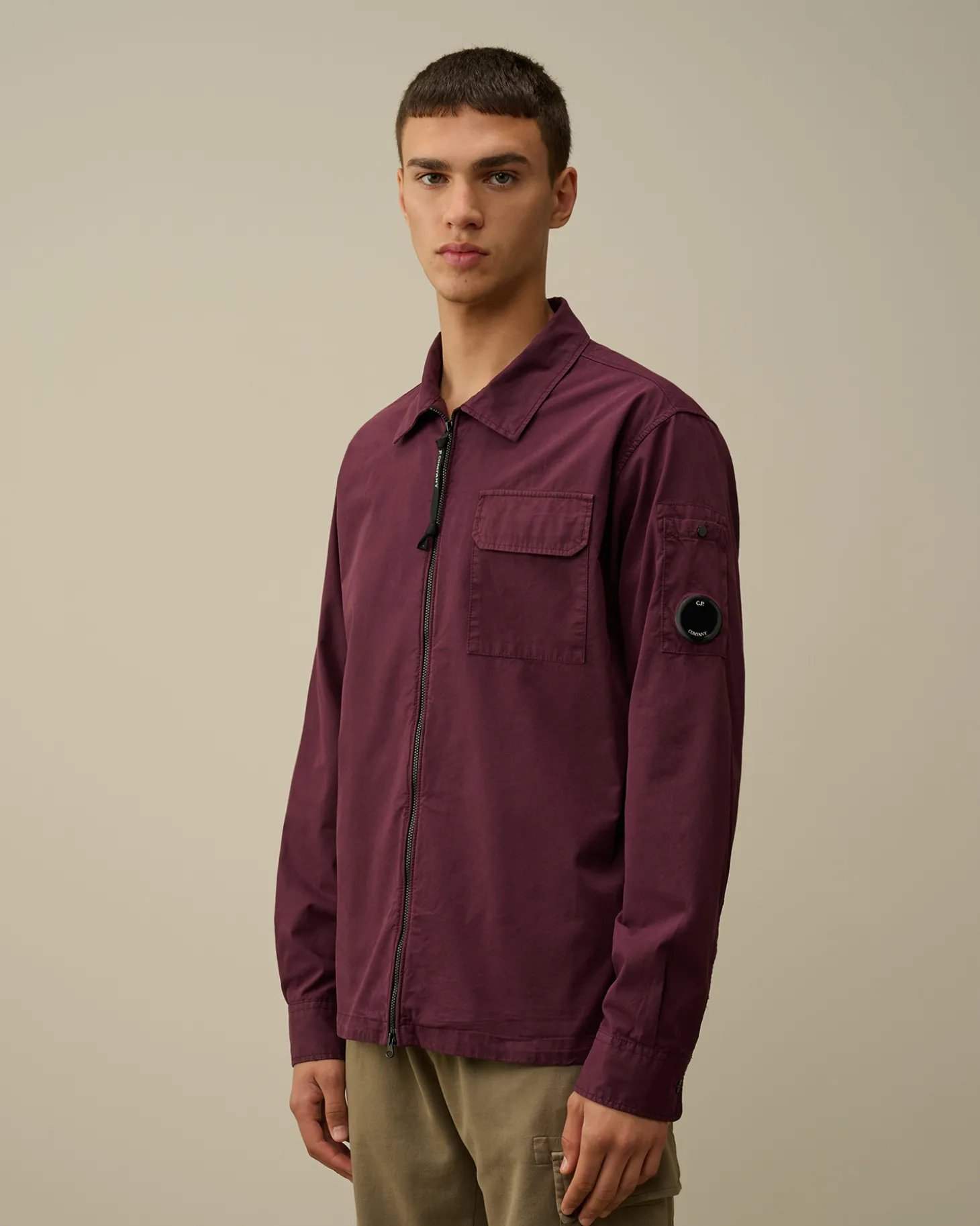 Organic Gabardine Zipped Overshirt<C.P. Company Best