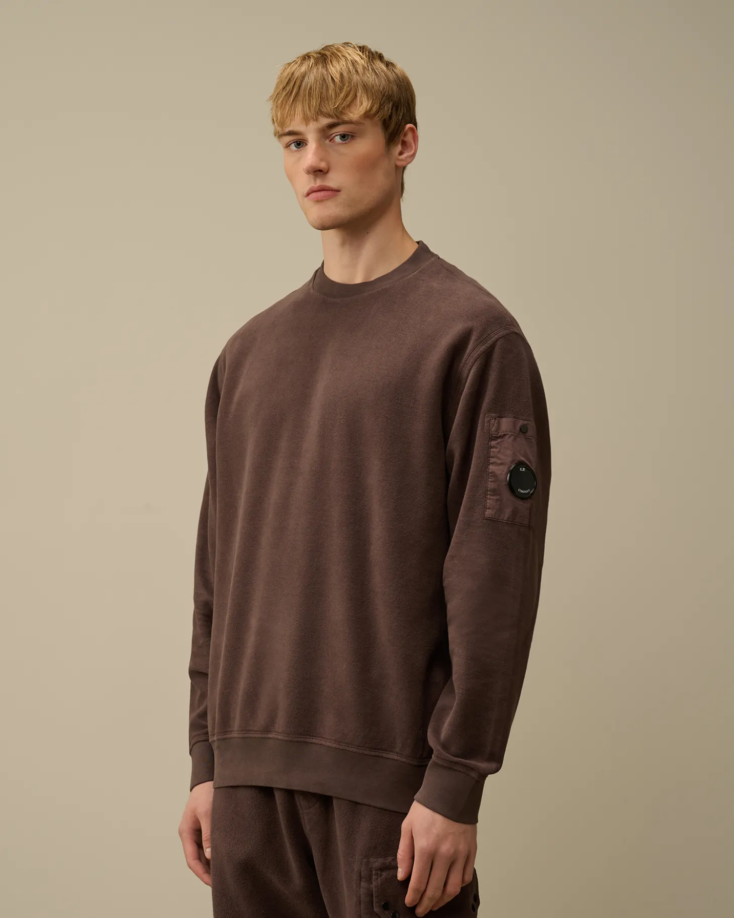 Reverse Brushed & Emerized Diagonal Fleece Crewneck Sweatshirt<C.P. Company Outlet