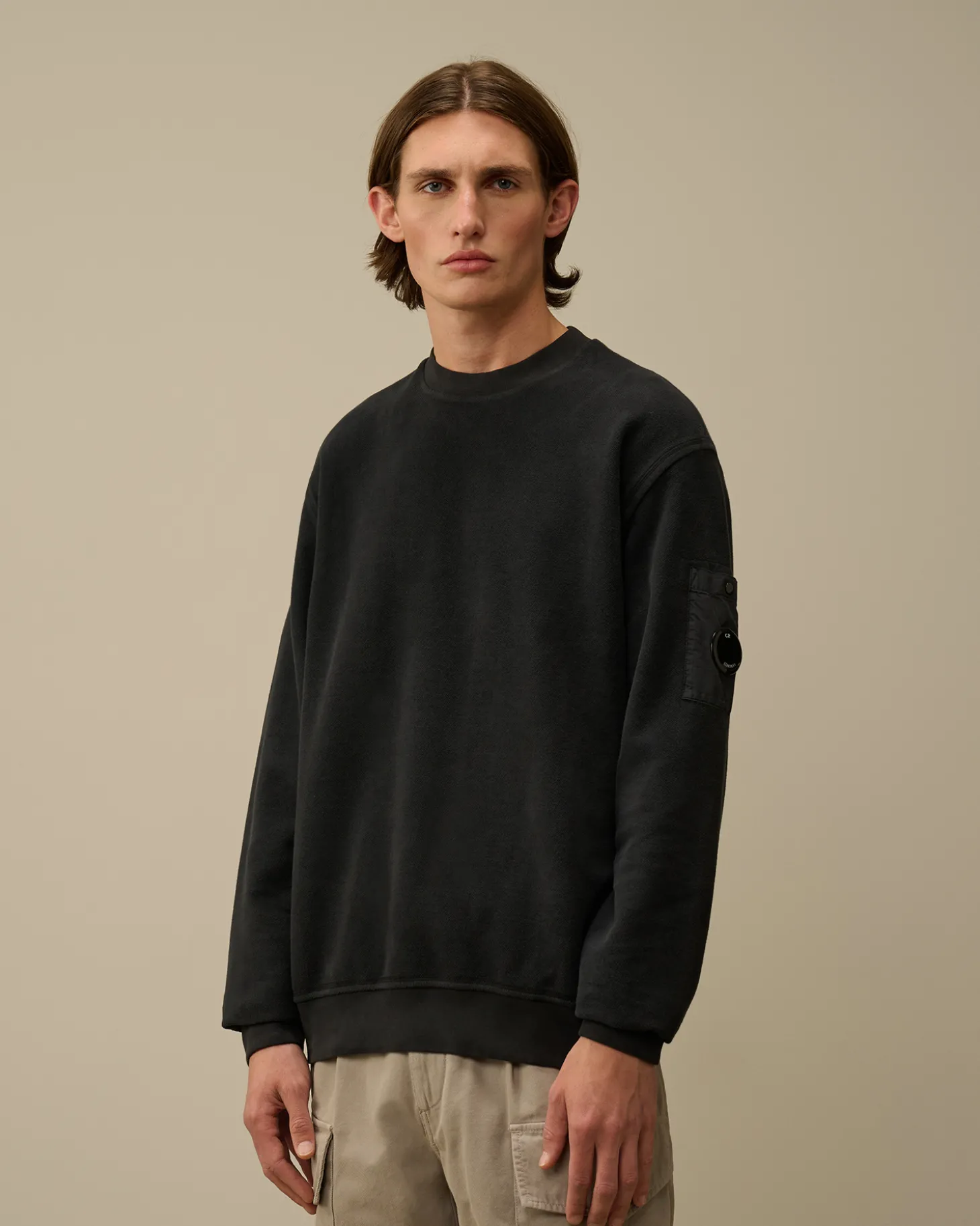 Reverse Brushed & Emerized Diagonal Fleece Crewneck Sweatshirt<C.P. Company Store