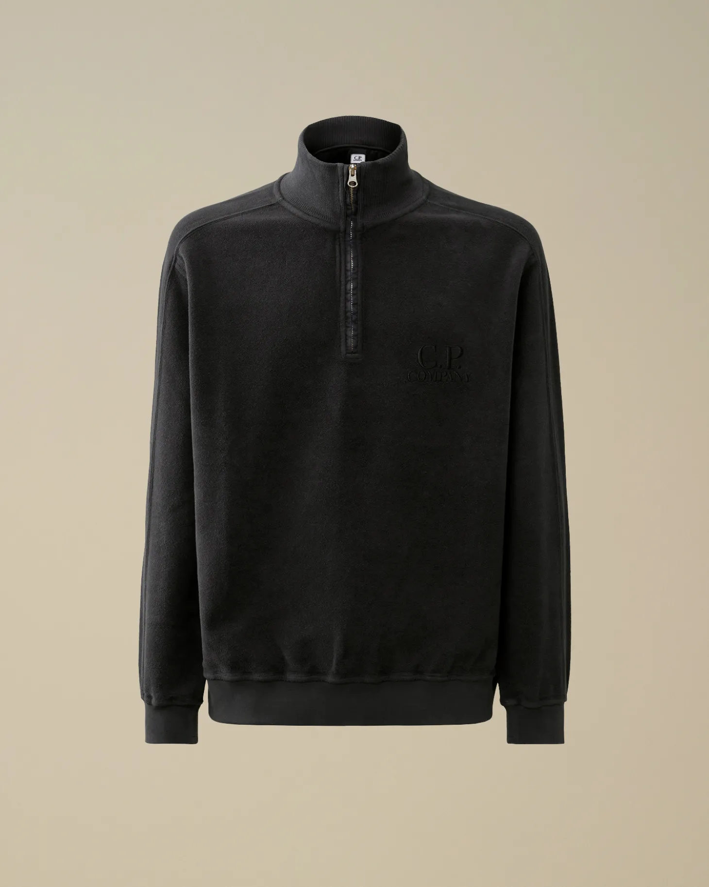 Reverse Brushed & Emerized Diagonal Fleece Half Zipped Sweatshirt<C.P. Company Clearance