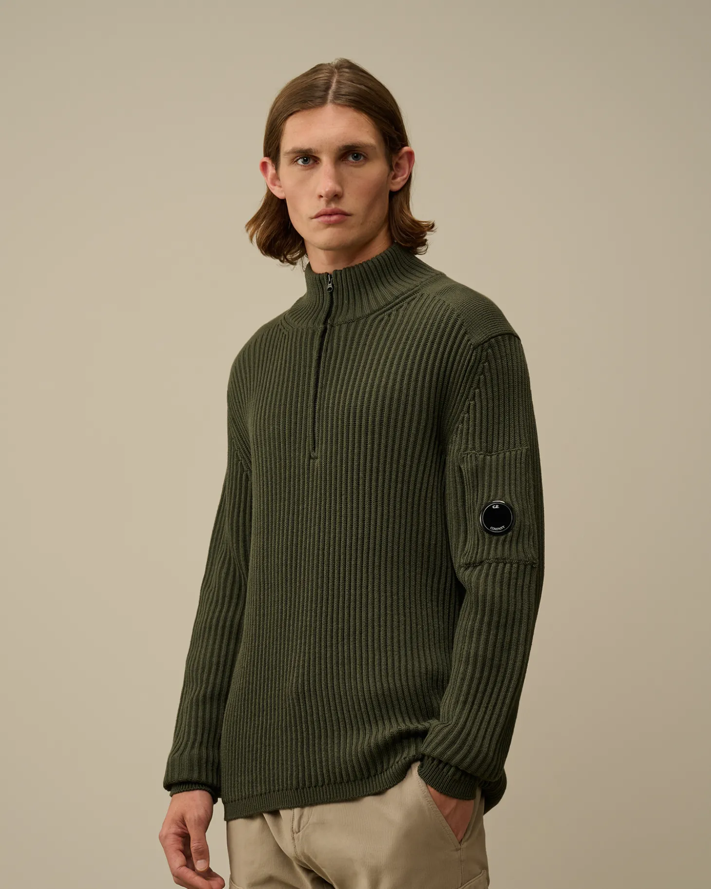 Re-Wool Half Zip Knit<C.P. Company Cheap