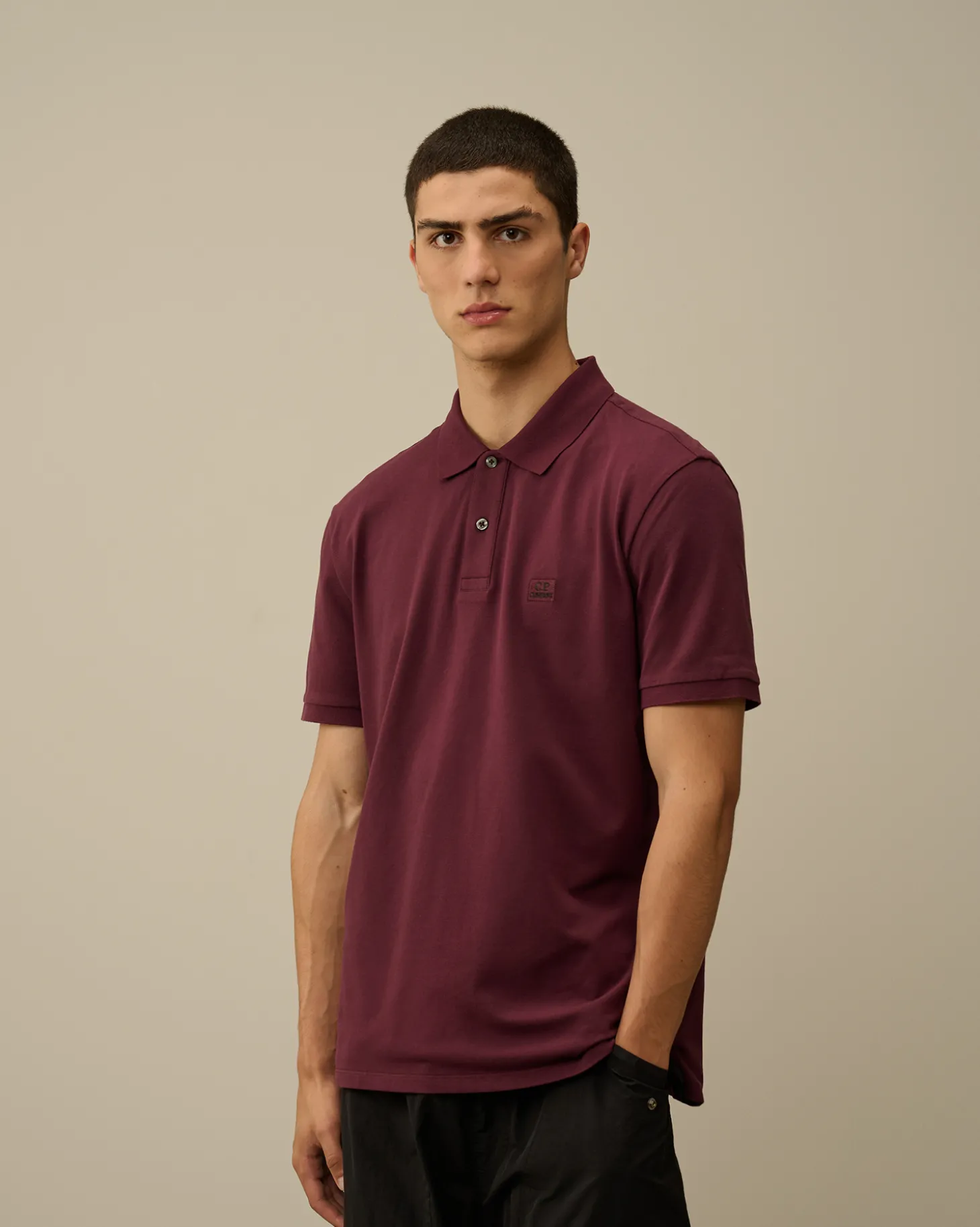 Stretch Piquet Logo Polo<C.P. Company Sale