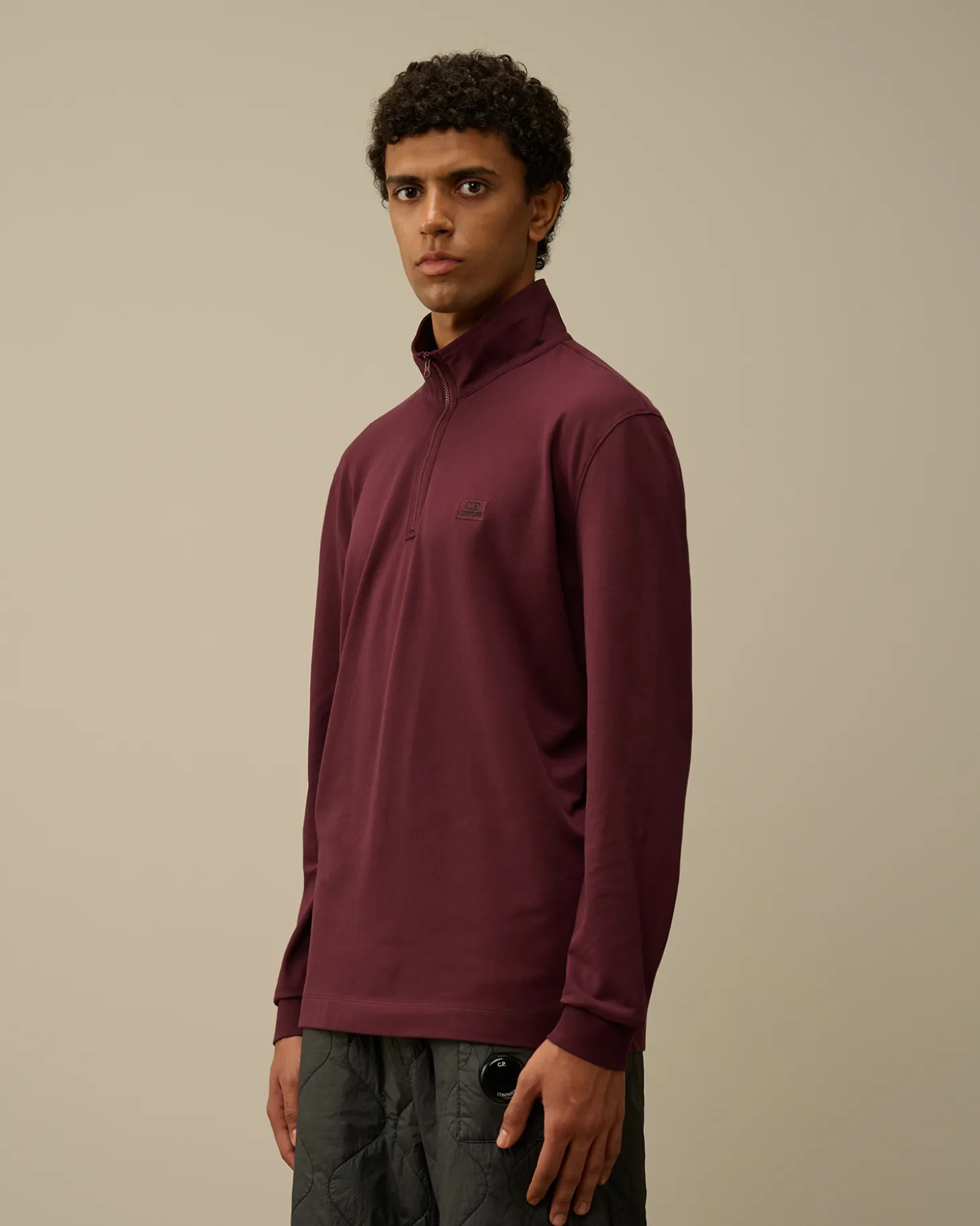 Stretch Piquet Longsleeve Zipped Polo<C.P. Company Sale