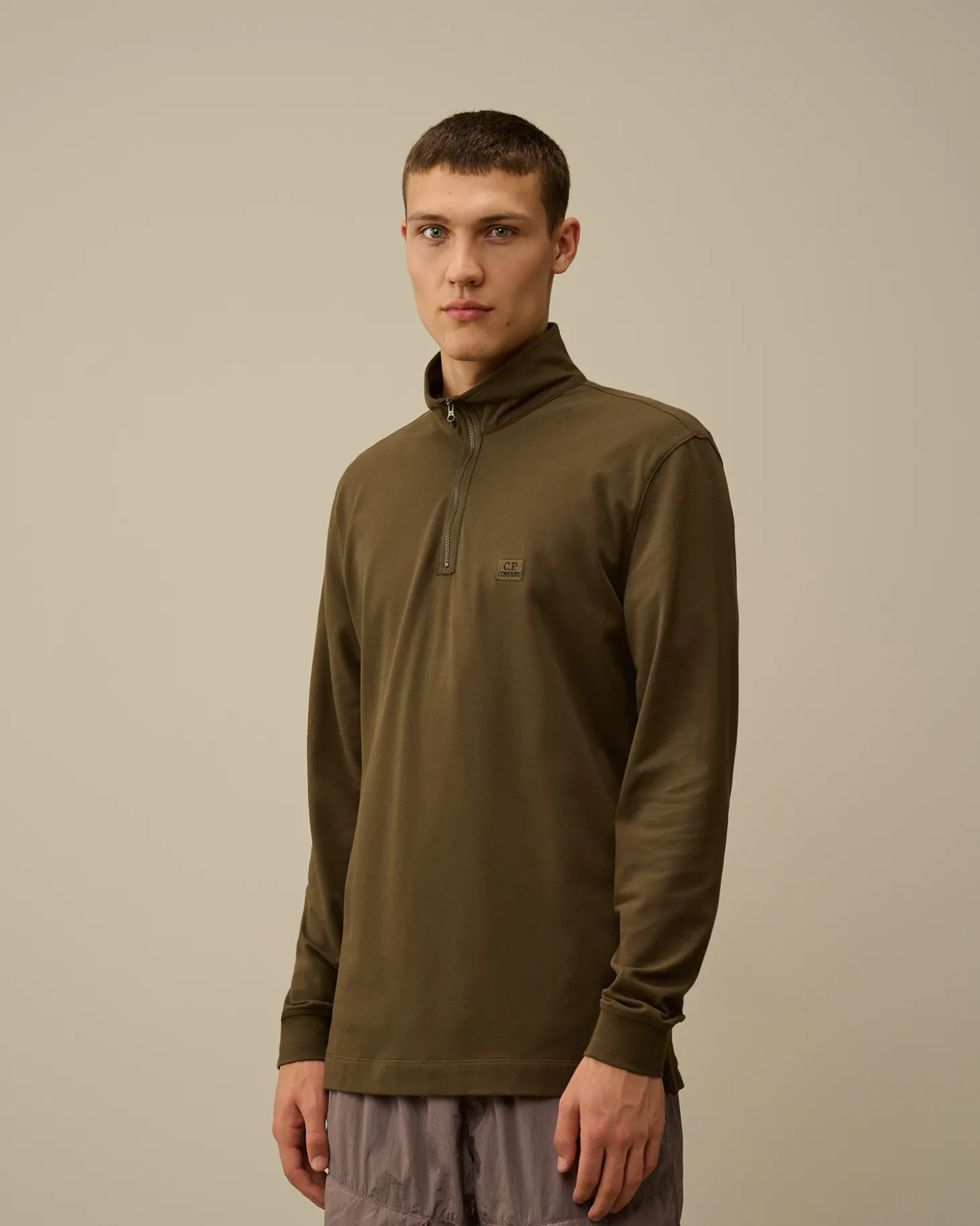 Stretch Piquet Longsleeve Zipped Polo<C.P. Company Outlet