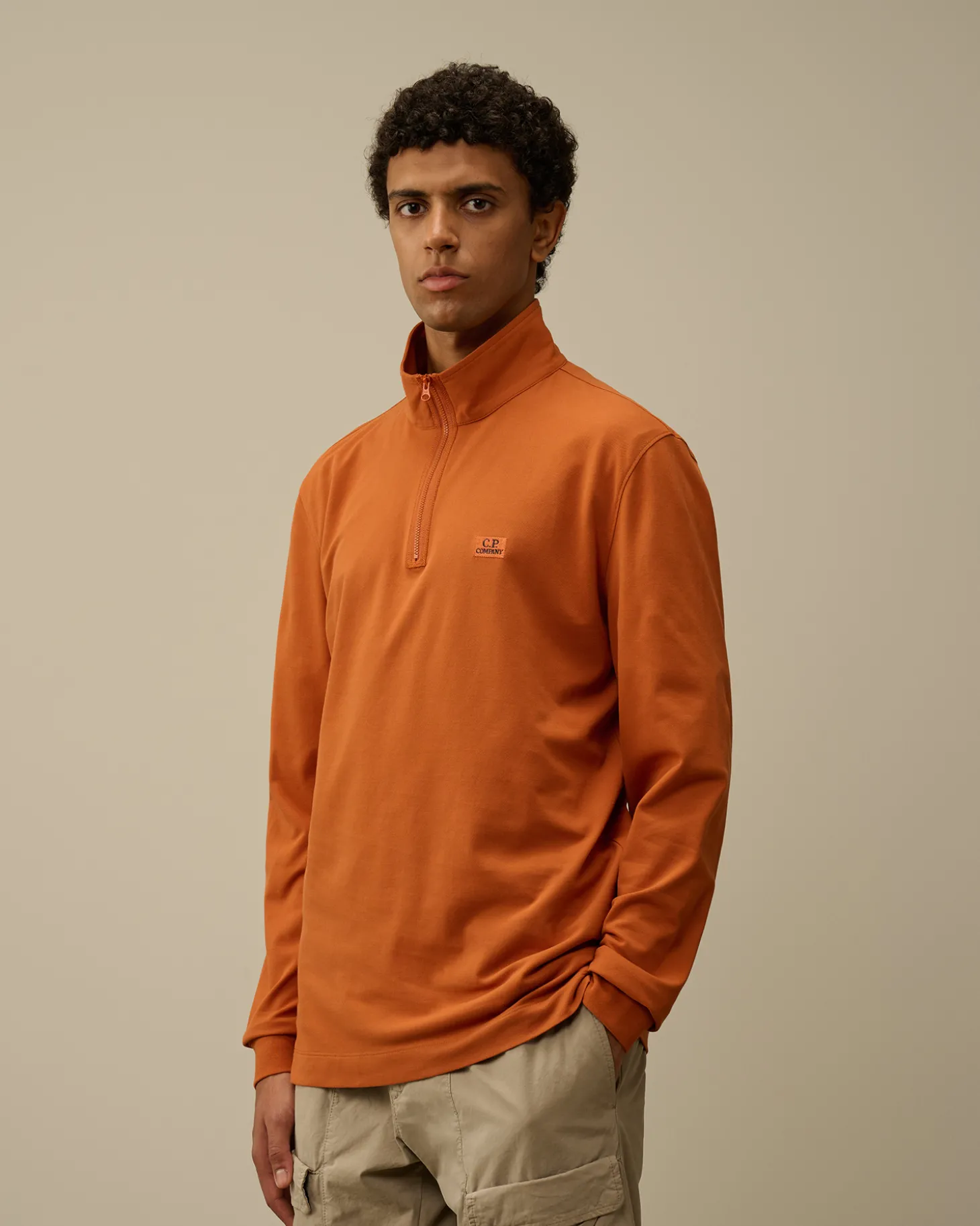 Stretch Piquet Longsleeve Zipped Polo<C.P. Company Store