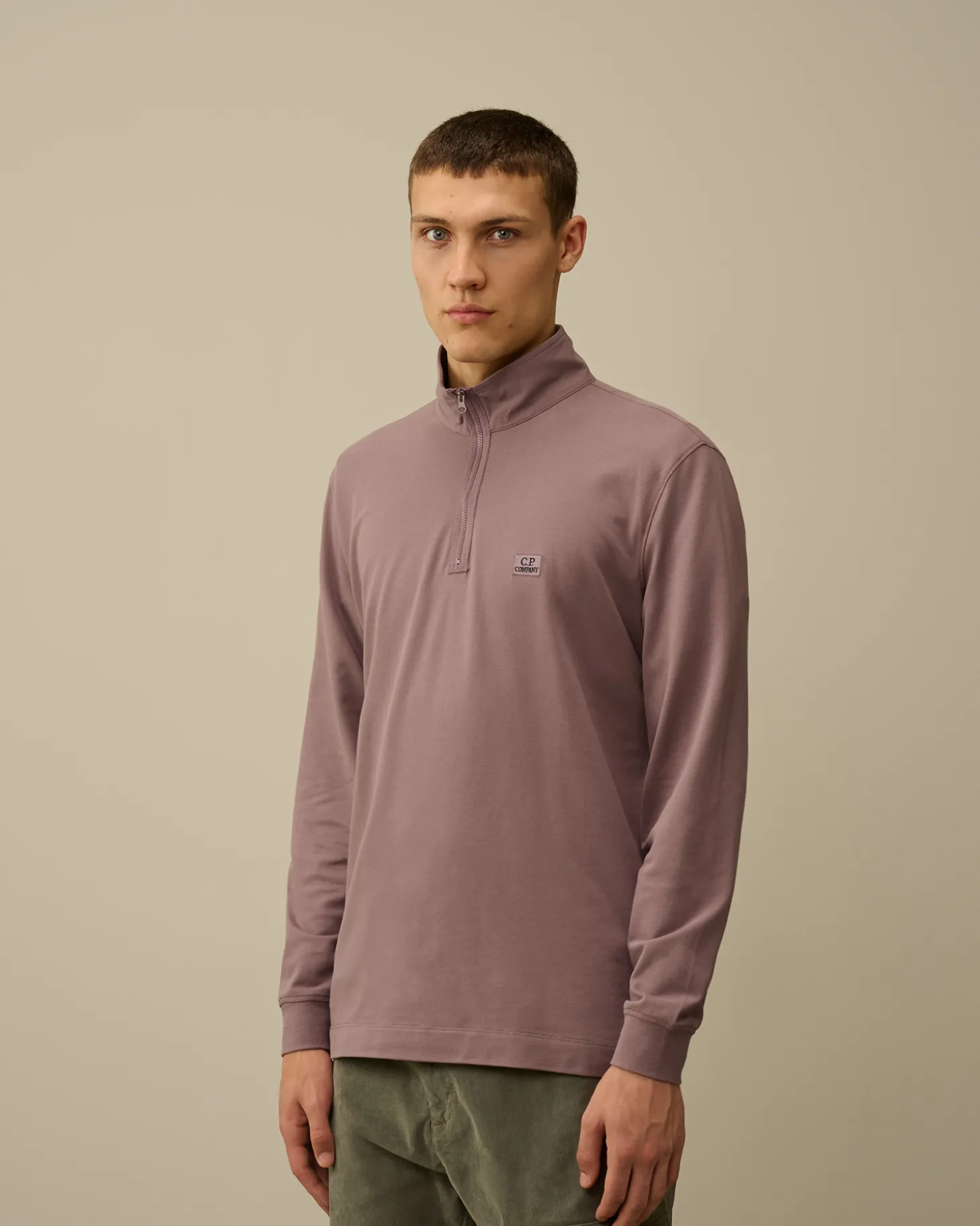 Stretch Piquet Longsleeve Zipped Polo<C.P. Company Flash Sale