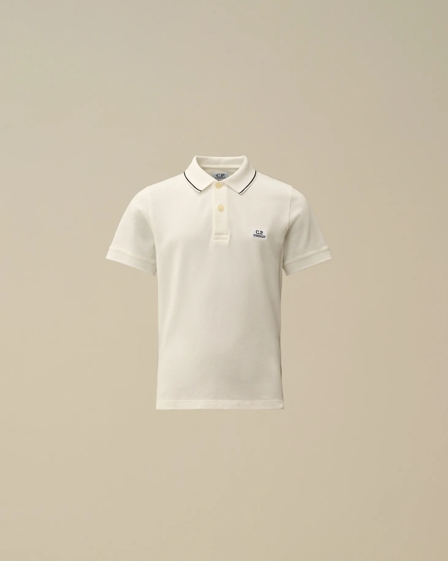 U16 Stretch Piquet Striped Collar Polo<C.P. Company Store